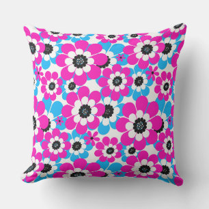 Coussin néon floral clair motif crimson lumineux et bleu