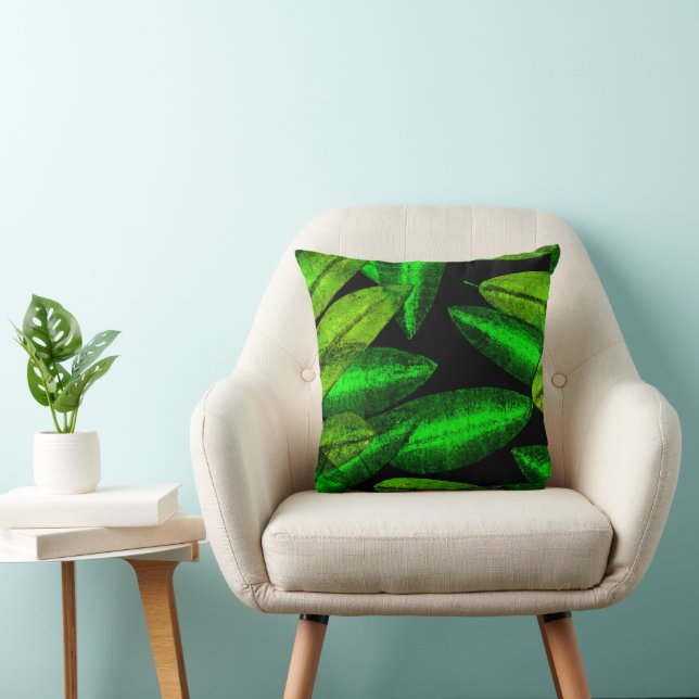 Coussin Neon Green Art Feuille. Acheter maintenant (Chaise)