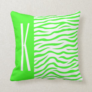 Coussin Neon Green & White Zebra Stripes Poster de animal