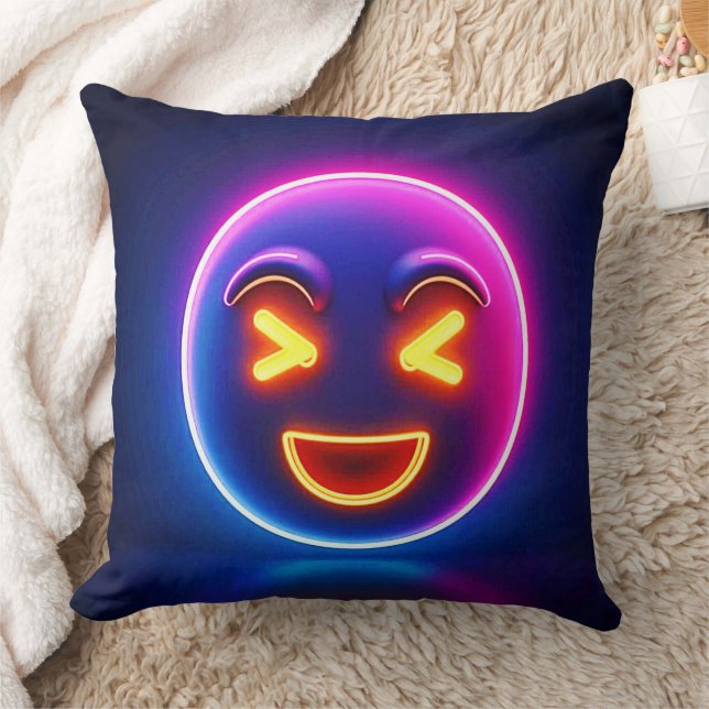 Coussin Neon Laughing Emoji Joy (Couverture)