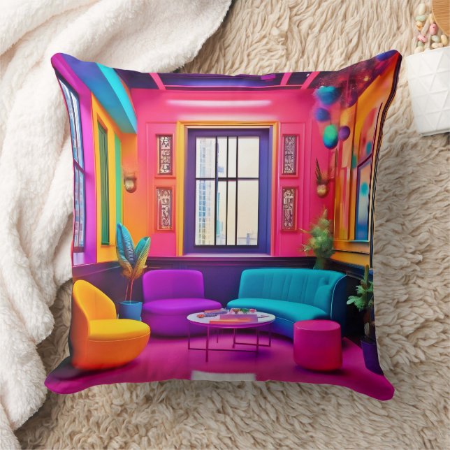 Coussin Neon Living Room Couleurs Grandes (Couverture)