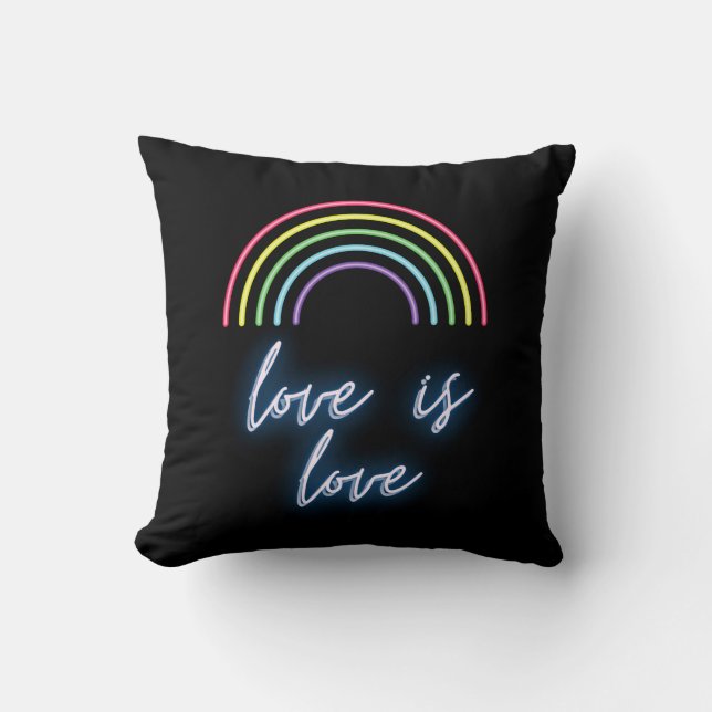 Coussin Neon Love Is Love Rainbow (Recto)
