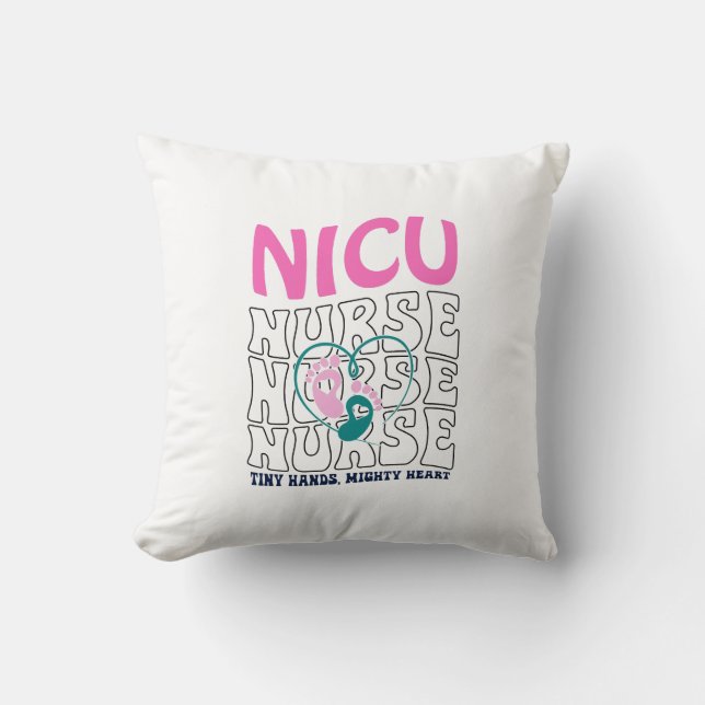 Coussin Neon NICU Nurse Typographie avec Empreinte Art (Recto)