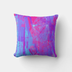Coussin Neon Pink & Aqua Blue Abstrait