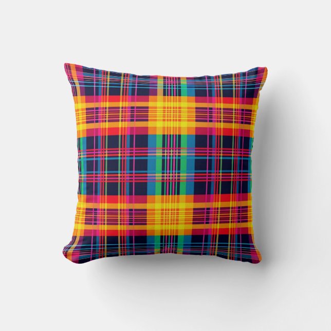 Coussin Neon Plaid À damiers Motif (Recto)