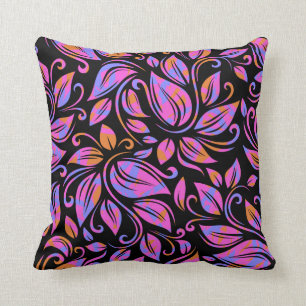 Coussin Neon psychédélique rose violet orange imprimé n
