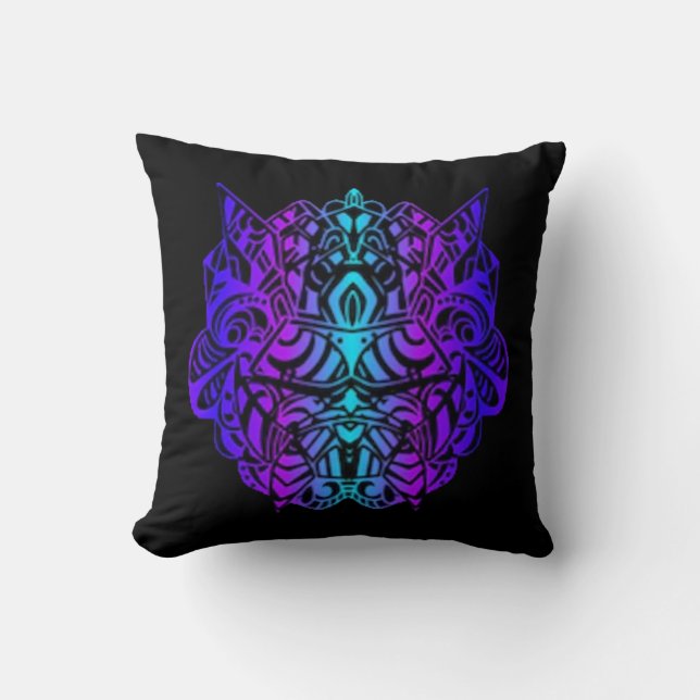 Coussin Neon Psytrance Tribal Masque (Recto)