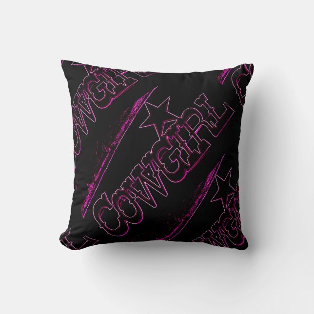 Coussin neon rose cowgirl noir (Recto)