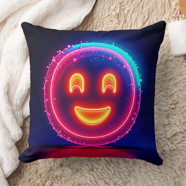 Coussin Neon Smile: Bright Happy Glow Design (Couverture)