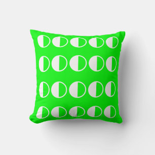 Coussin néon solide vert clair rétro cercles blancs