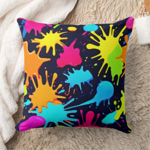 Coussin Neon Splatter Art : Expressionnisme Abstrait vibra
