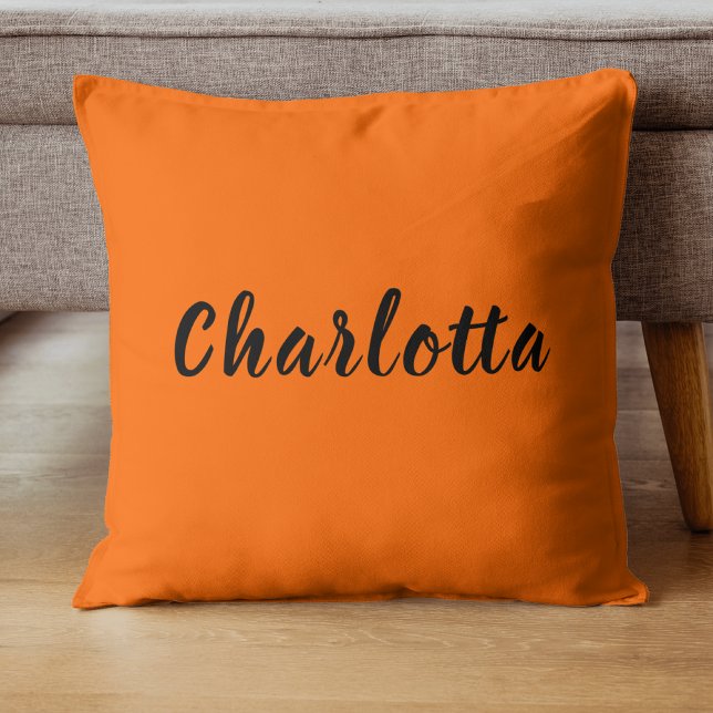 Coussin Neon Sunset Orange Solide Couleur Personnalisée (Créateur téléchargé)