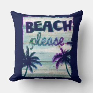 Coussin Neon Tropical Beach Bois Vacances Palmiers