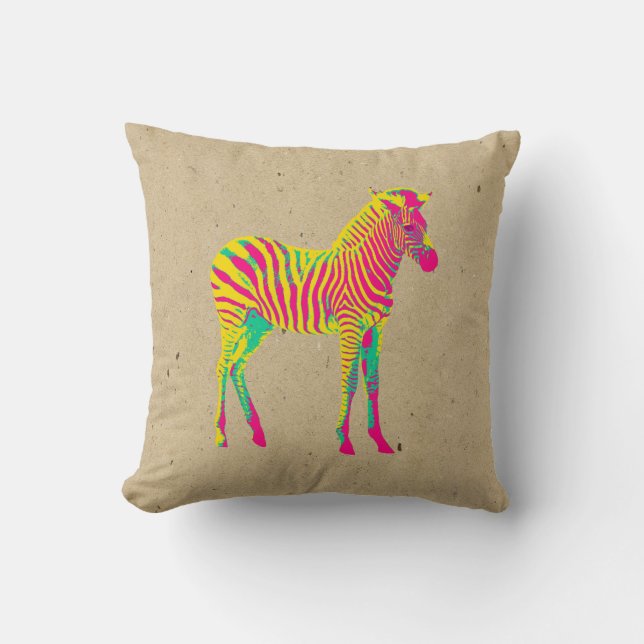 Coussin Neon Zebra Baby Animal Psychedelic Funky Retro (Recto)