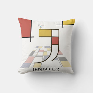 Coussin Neoplasticisme Art Cool Monogramme. Lettre J