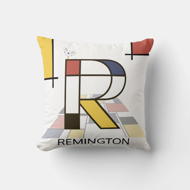 Coussin Neoplasticisme Art Cool Monogramme. Lettre R (Recto)