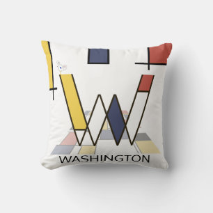 Coussin Neoplasticisme Art Cool Monogramme. Lettre W