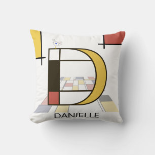 Coussin Néoplasticisme Art Monogramme Cool. Lettre D