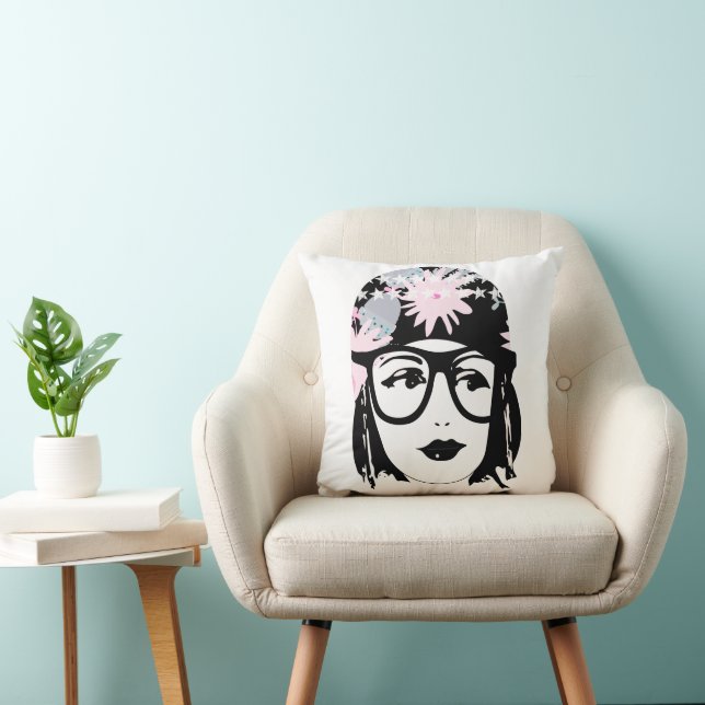 Coussin Nerdy Roaring 20's Portrait Flapper Girl (Chaise)