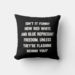 Coussin N'est-ce pas drôle comme rouge blanc et bleu.. sa