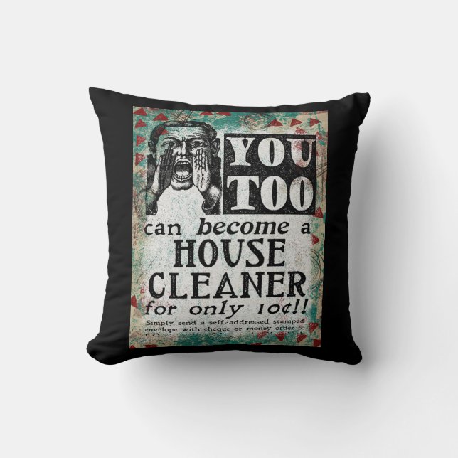 Coussin Nettoyeur de maison - Funky Vintage Retro (Recto)