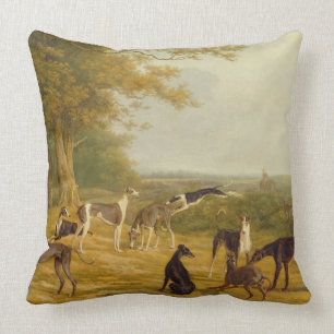Coussin Neuf lévriers dans un paysage (huile sur la toile)