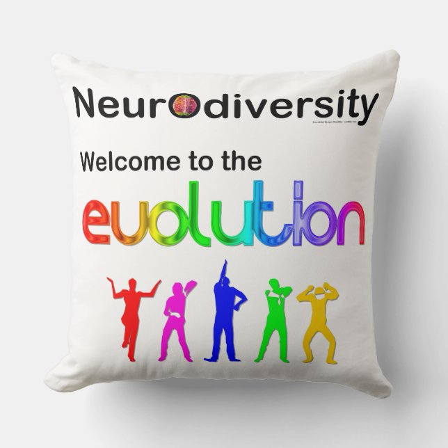 Coussin Neurodiversité Bienvenue dans l'Évolution (Recto)