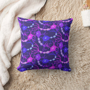 Coussin Neurones Connectés Néon Violet