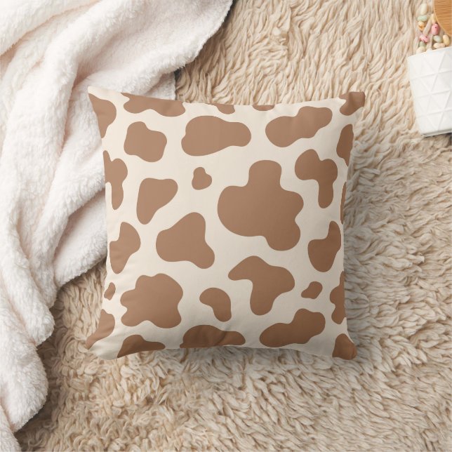 Coussin Neutral Boho Cow Print Western Cowboy Beige Brown (Couverture)