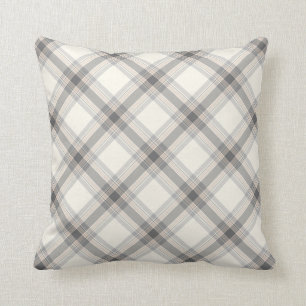Coussin neutre de plaid de ferme dans gris,