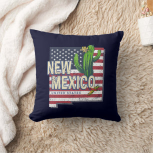 Coussin New Mexico State États-Unis Carte Vintage USA