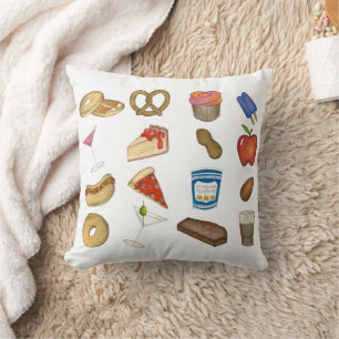 Coussin New York City NYC Foods Hot Dog Coffee Pizza Apple