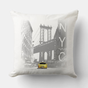 Coussin New York City Nyc Taxi jaune Brooklyn Bridge