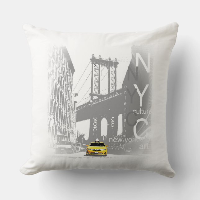 Coussin New York City Nyc Taxi jaune Brooklyn Bridge (Recto)