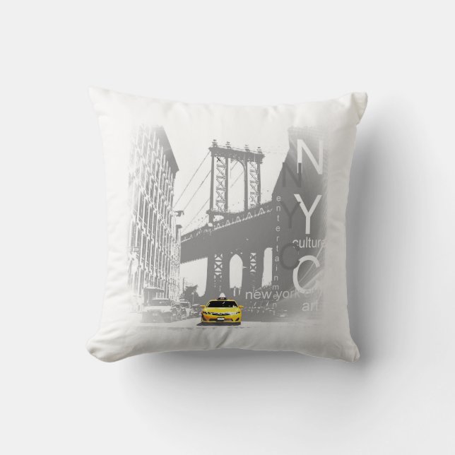 Coussin New York City Nyc Taxi jaune Brooklyn Bridge (Recto)