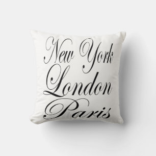 Coussin New York Londres Paris - Typographie Slogan