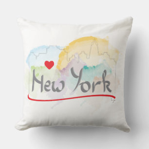 Coussin New York Manhattan Je t'aime avec le coeur rouge