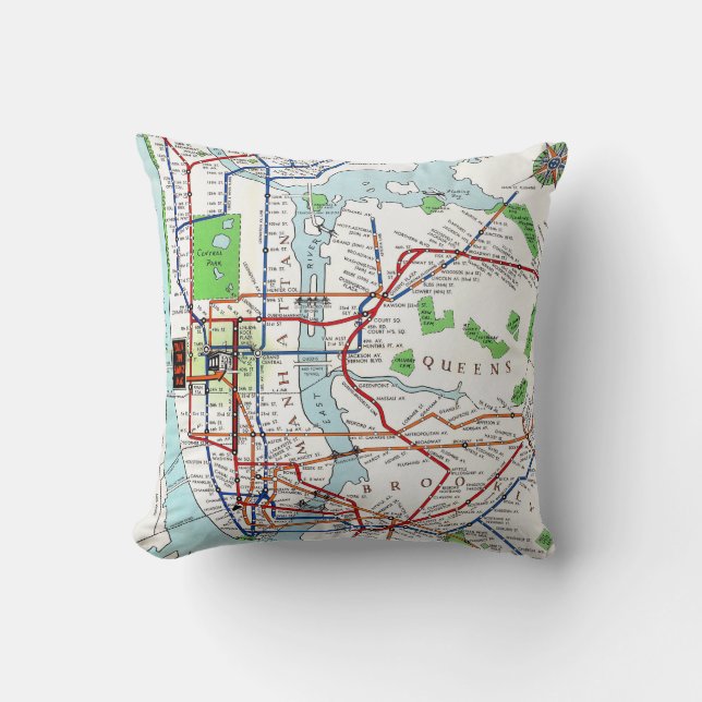 Coussin New York : Souterrain Map, 1940 (Recto)