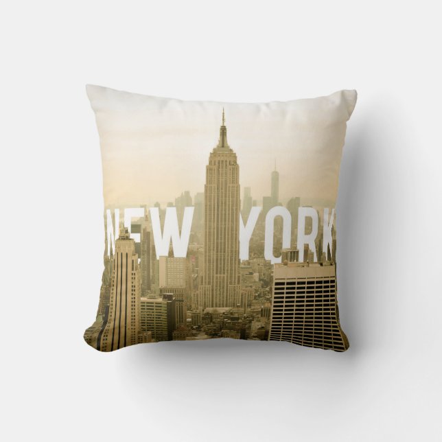 Coussin New York (texte derrière le bâtiment) (Recto)