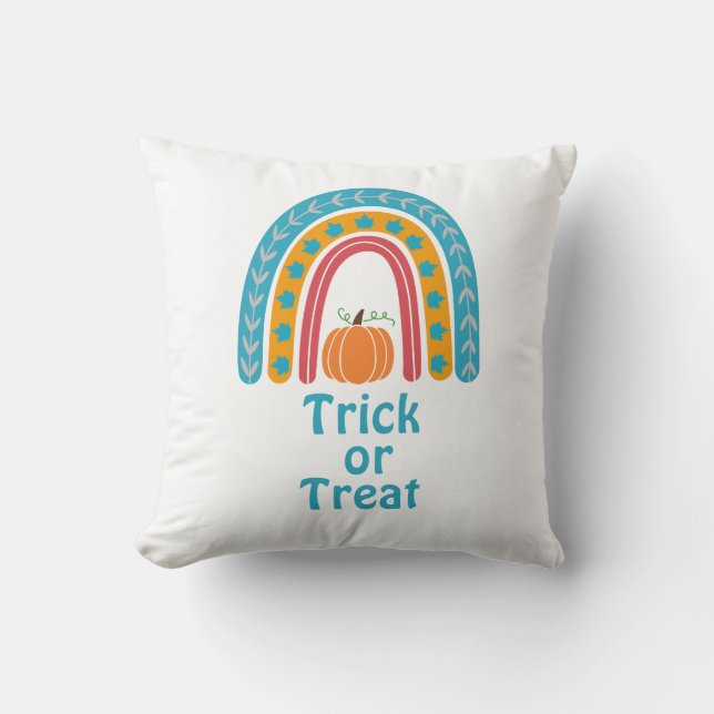 Coussin Nice Arc-en-ciel sous le Trick Citrouille ou Treat (Recto)