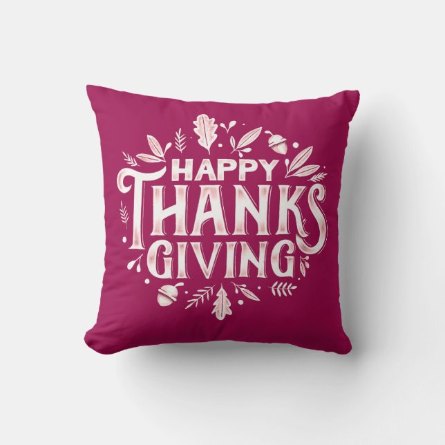 Coussin Nice Bon thanksgiving texte avec Automne Feuille (Recto)