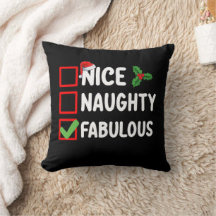 Coussin Nice Naughty Fabulous Funny Père Noël Liste de Noë
