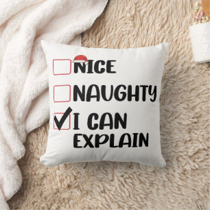 Coussin Nice Naughty Je Peux Expliquer La Liste De Noël Pè