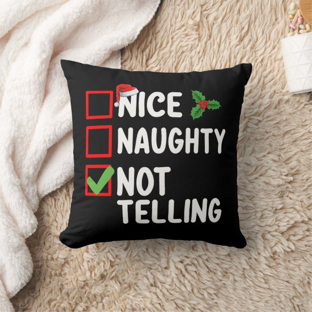 Coussin Nice Naughty Not Telling Christmas List Holiday (Couverture)