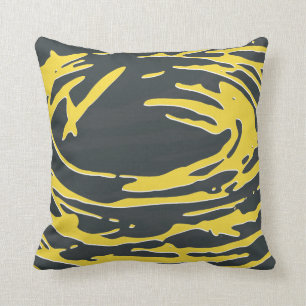 Coussin Nid abstrait dans le gris et le jaune