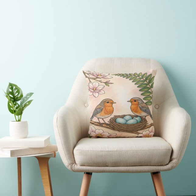 Coussin Nid de Rougegorge de Printemps & Conception Botani (Chaise)