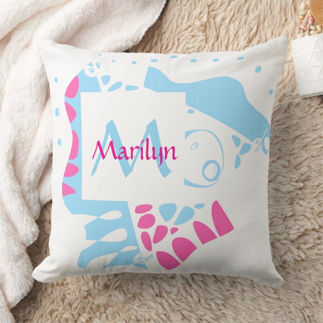 Coussin Nid d'oiseau - Blanc bleu rose Nom (Couverture)