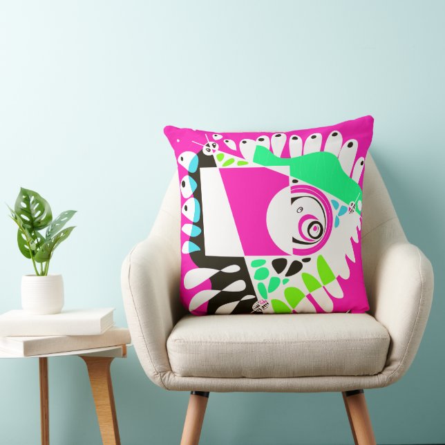 Coussin Nid d'oiseau - Fuchsia White (Chaise)