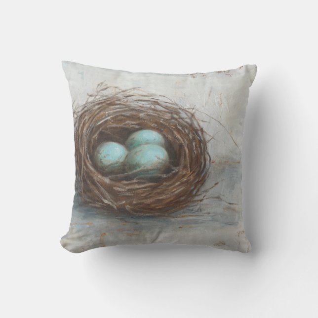 Coussin Nid d'oiseau rustique - Bleu (Recto)