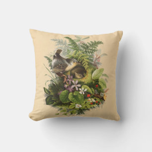 Coussin Nidification d'oiseaux parmi les fleurs